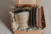 Dark Academia Bridesmaid Proposal Gift Box with Candle + Cozy Socks - Grace + Bloom Co