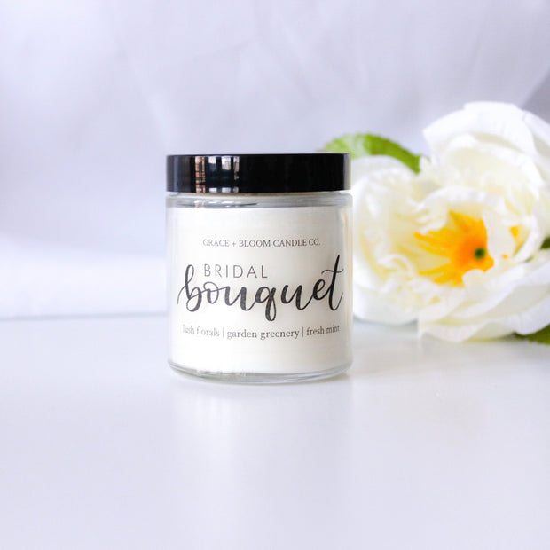 Bridal Bouquet | Small Soy Candle | Wedding Favors - Grace + Bloom Co