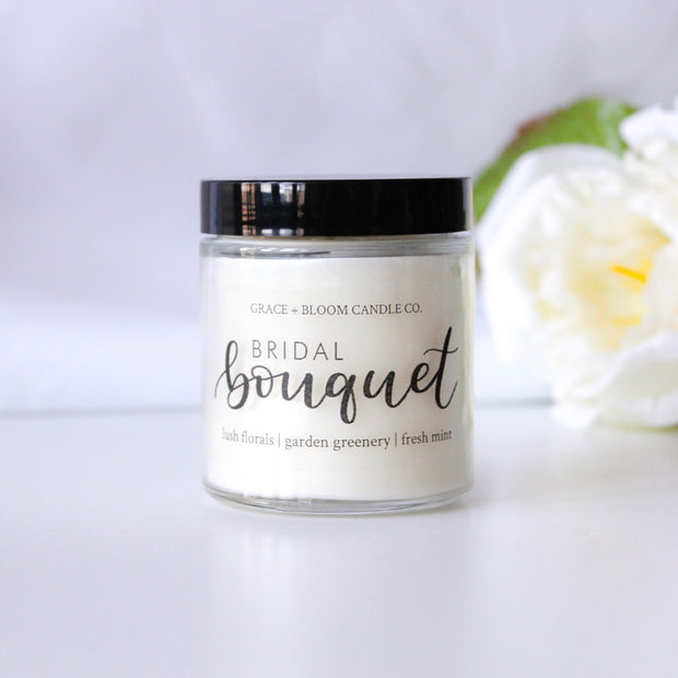 Bridal Bouquet | Small Soy Candle | Wedding Favors - Grace + Bloom Co