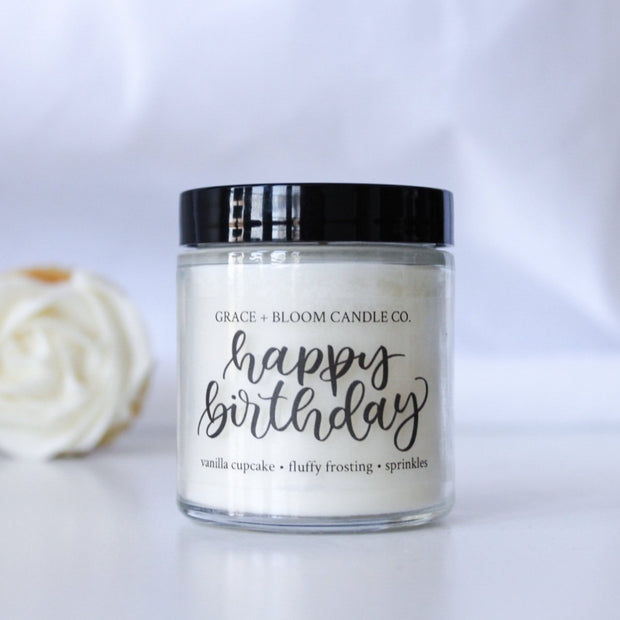 Happy Birthday | Small Soy Candle | Party Favors - Grace + Bloom Co