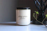 Cottage Garden candle is scented in a blend of soft rose and fresh green grass. Minimalist design with a hand-lettered label and a black metal lid fits into modern farmhouse and any decor. Grace and Bloom