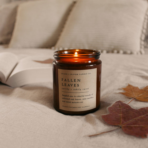 Fallen Leaves | Fall Book Lover Candle, Dark Academia Gift, Literary Candle, Bookish Aesthetic Gift, Book Inspired Soy Candle